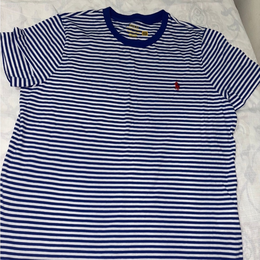 Ralph Lauren Navy and White Striped Tee
